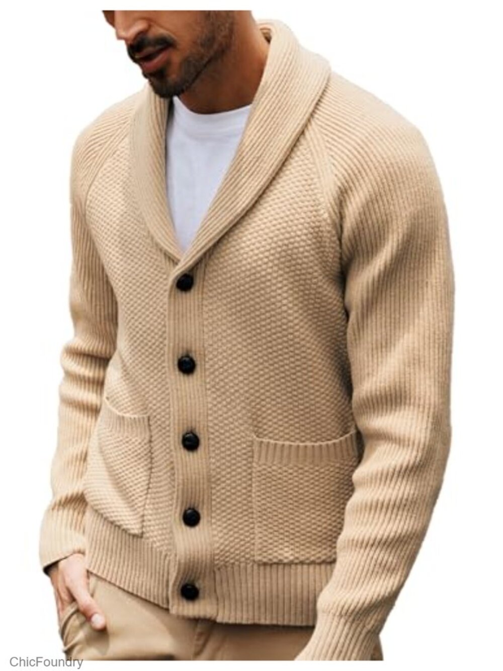 Men's Shawl Collar Cardigan Sweater Knit Button Down Cardigans